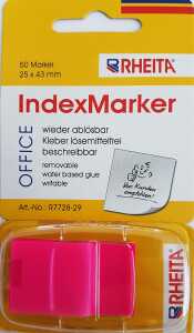 Rheita Indexe aus Folie im Spender,pink, 25 x 43 mm, 50 Blatt