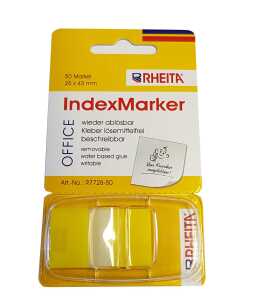 Indexe aus Folie im Spender, gelb/transparent, 25 x 43 mm, 50 Blatt