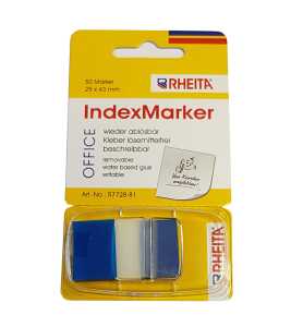 Indexe aus Folie im Spender, blau/transparent, 25 x 43 mm, 50 Blatt