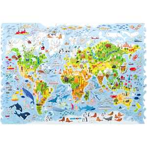 UNIDRAGON Kids World Map 43 x 30 cm 100 Teile Holz-Puzzle