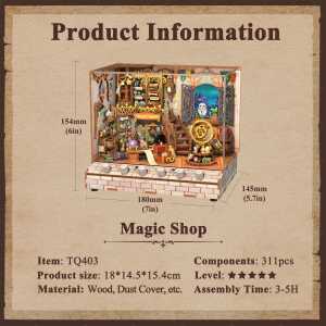 TONECHEER Magic Shop Haus 18 x 14,5 x 15,4 cm Licht+Musik