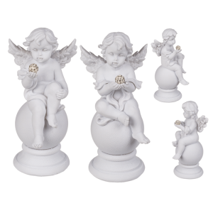 OOTB Sitzender Polyresin-Engel mit Kristalldeko