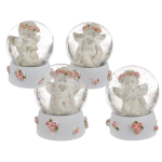 OOTB Glitterkugel Engel auf Sockel mit rosafarbenem