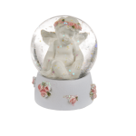 OOTB Glitterkugel Engel auf Sockel mit rosafarbenem