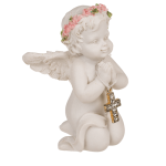 OOTB Kniender Engel mit rosafarbenen Rosenblütenkranz &