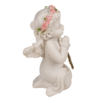 OOTB Kniender Engel mit rosafarbenen Rosenblütenkranz &