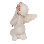 OOTB Kniender Engel mit rosafarbenen Rosenblütenkranz &