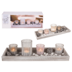 OOTB Weiß/naturfarbenes Holz-Tablett ca. 40 x 14 cm