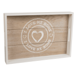 OOTB Weiß/naturfarbenes Holz-Tablett I love my home