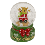 OOTB Schneekugel Weihnachtsfigur auf rotem & grünem