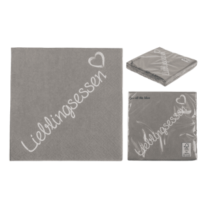 OOTB Graue Papier-Servietten Lieblingsessen