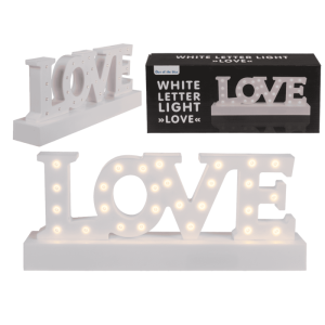 OOTB Weißer Schriftzug Love mit 27 warmweißen LED