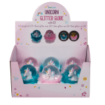 OOTB Glitterkugel Einhornkopf auf Sockel mit Federn &