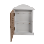 OOTB Weißer Holz-Schlüsselkasten mit naturfarbener Tür