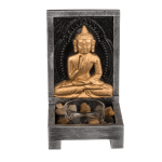 OOTB Holz-Teelichthalter Buddha mit Dekosteinen