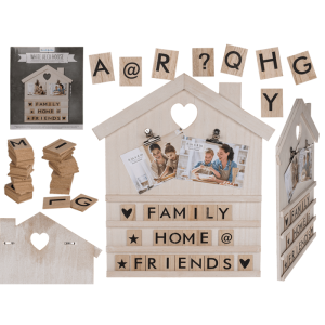 OOTB Weißes Deko-Holz-Haus mit 90 naturfarbenen