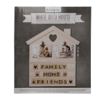 OOTB Weißes Deko-Holz-Haus mit 90 naturfarbenen