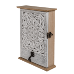 OOTB Holz-Schlüsselkasten mit Tür & weißem Blumendekor