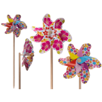OOTB Bunte Windmühle mit Blumen ca. 17 cm