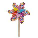 OOTB Bunte Windmühle mit Blumen ca. 17 cm