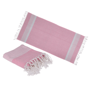 OOTB Rosa/Weißes Fouta-Hamamtuch (für Sauna & Strand)