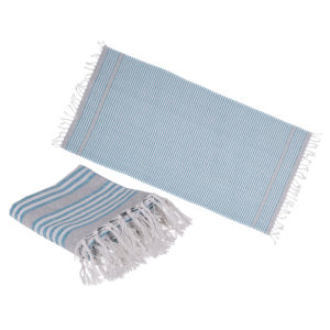 OOTB Weiß/blaues Fouta-Hamamtuch (für Sauna & Strand)