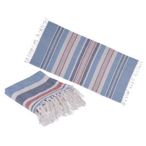 OOTB Weiß/blau/rotes Fouta-Hamamtuch