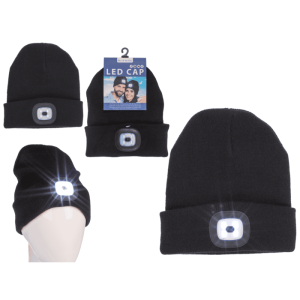 OOTB Schwarze Mütze mit 4 LED (inkl. Batterien)