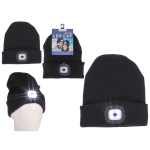 OOTB Schwarze Mütze mit 4 LED (inkl. Batterien)