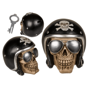 OOTB Spardose mit Schloss Totenkopf mit Sonnenbrille &