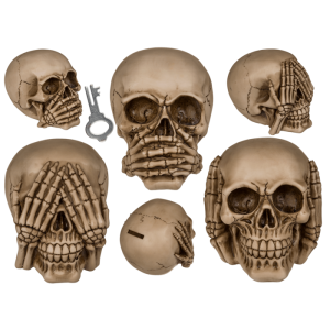 OOTB Spardose mit Schloss Totenkopf - Die 3 Affen