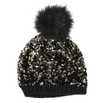 OOTB Kuschel-Mütze mit Kunstfell-Bommel & Pailletten