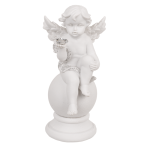 OOTB Sitzender Engel mit Kristallherz auf Kugel