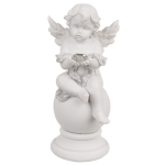 OOTB Sitzender Engel mit Kristallherz auf Kugel