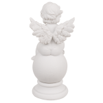 OOTB Sitzender Engel mit Kristallherz auf Kugel