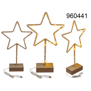 OOTB Metall-Stern mit Jute umwickelt & LED