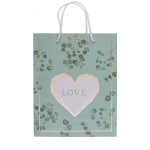 OOTB Weiß/grüne Papier-Geschenktüte Love