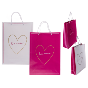 OOTB Weiß/pinke Papier-Geschenktüte Love