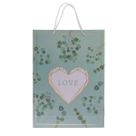 OOTB Weiß/grüne Papier-Geschenktüte Love