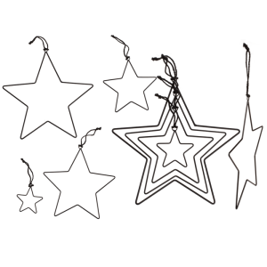 OOTB Schwarze Metall-Sterne zum Hängen 4er Set