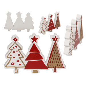 OOTB Weiß/rote Holz-Tannenreihe ca. 15 x 2 x 10 cm