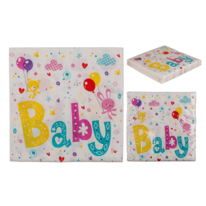OOTB Papier-Servietten Baby Party ca. 33 x 33 cm