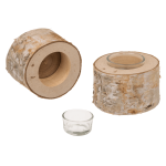 OOTB Deko-Baumstamm mit Glasteelicht-Einsatz