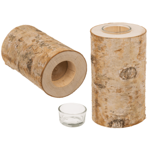 OOTB Deko-Baumstamm mit Glasteelicht-Einsatz