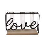 OOTB Metall-Pflanzenhalter auf Holzplatte Love