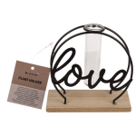 OOTB Metall-Pflanzenhalter auf Holzplatte Love