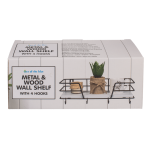 OOTB Metall-/Holz-Wandregal mit 4 Haken