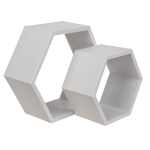 OOTB Weißes Wandregal 6-eckig 2er Set