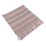 OOTB Weiß/braunes Fouta-Hamamtuch (für Sauna & Strand)