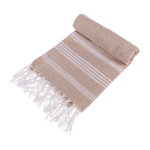 OOTB Weiß/braunes Fouta-Hamamtuch (für Sauna & Strand)